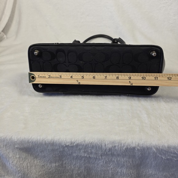 Coach Hampton Signature Jacquard Black Canvas Satchel Hobo Handbag F06366 - Picture 12 of 13